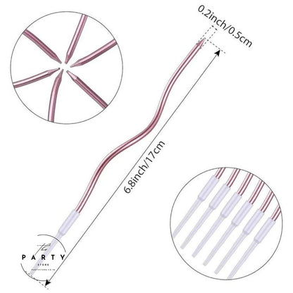 Metallic Colors Cake Toppers Twisty Spiral Candles (Pack of 6)