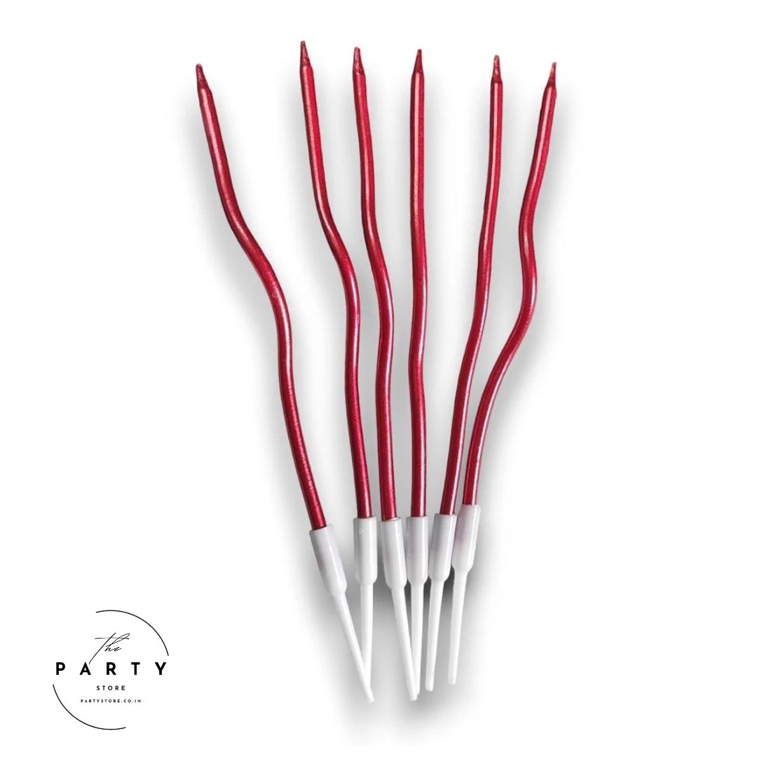 Metallic Colors Cake Toppers Twisty Spiral Candles (Pack of 6)