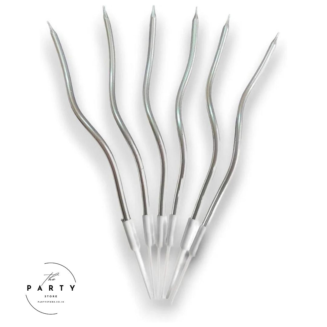 Metallic Colors Cake Toppers Twisty Spiral Candles (Pack of 6)