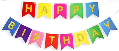 Happy Birthday Banner | Paper, Foil, Cursive Foil &amp; Bunting Decorations