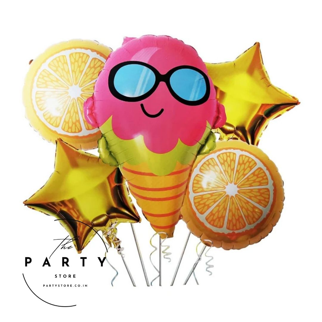 Orange Fruit Themed Foil Balloon For Kids Tutti Frutti Party & Event Supplies (Pack of 5Pcs)