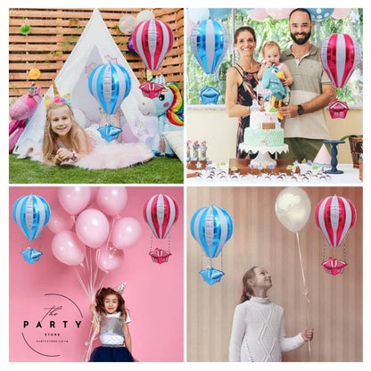 Parachute Shape Hot Air Balloon Foil Balloons Turkey Istanbul Theme (Pack of 4Pcs)