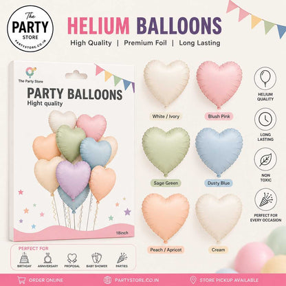 Pastel Heart Foil Helium Balloons 18 Inch | Premium Party Balloons | The Party Store
