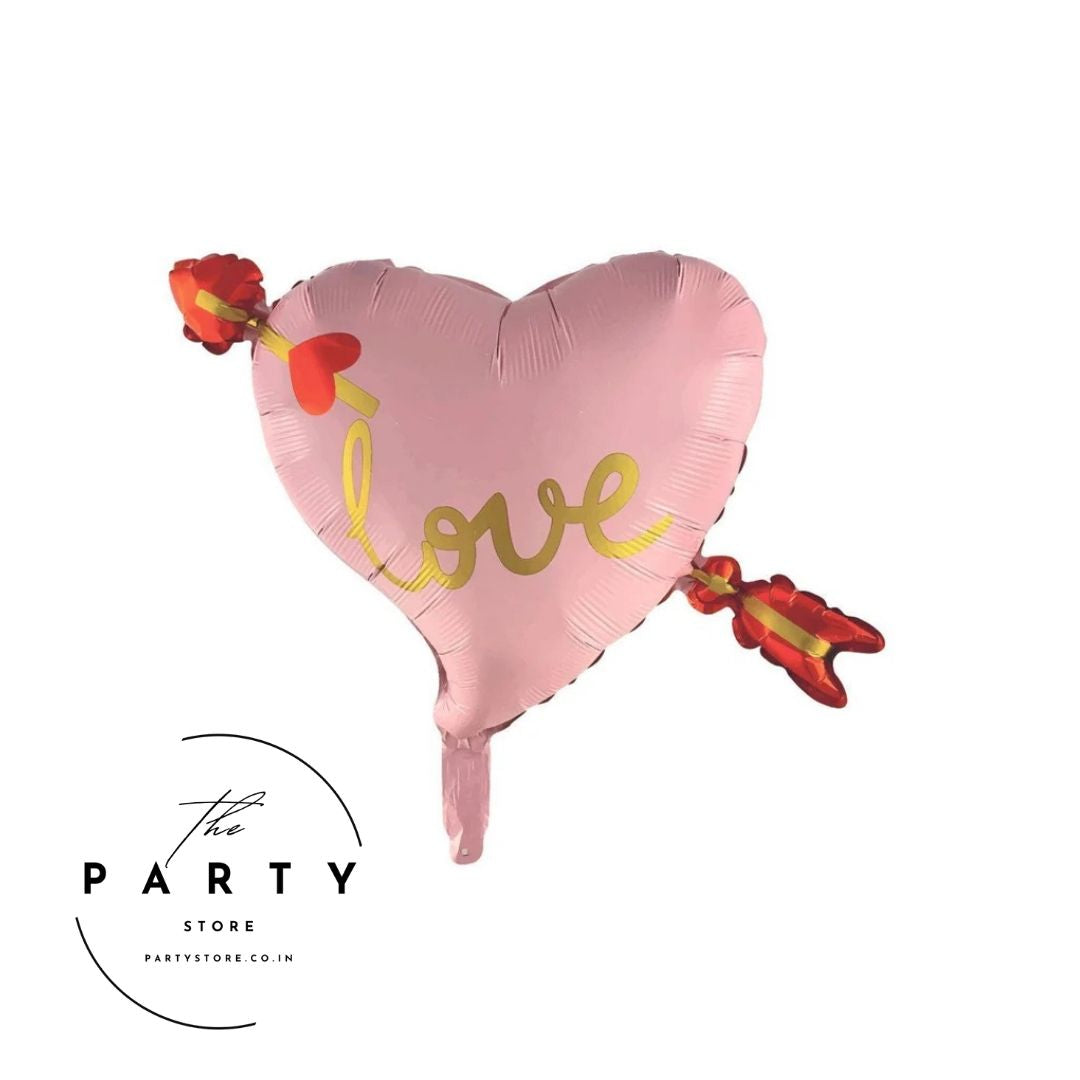 Pink Heart Shape Foil Balloon with Arrow &amp; &quot;I Love You&quot; - for Valentine&