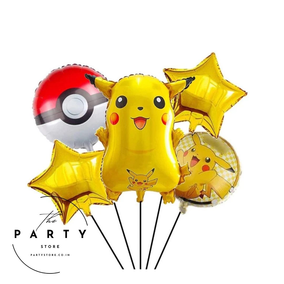 Pokemon Theme Foil Balloon for Birthday Decoration (Pack of 5Pcs)