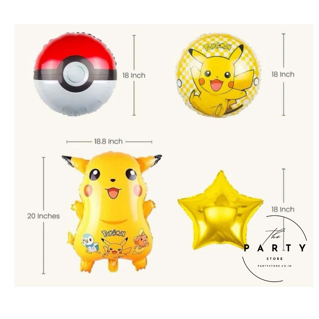 Pokemon Theme Foil Balloon for Birthday Decoration (Pack of 5Pcs)