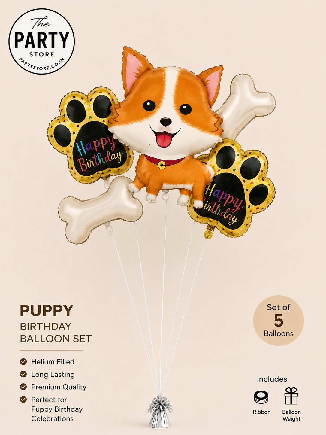 Puppy Birthday Helium Balloon Set | Dog Theme Balloons