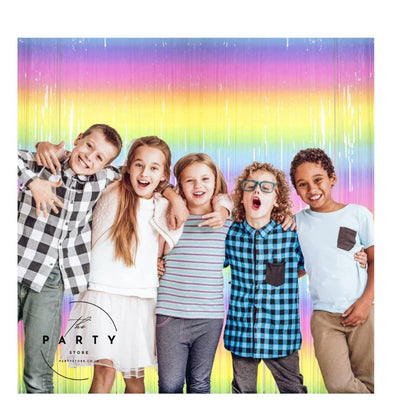 Rainbow Gradient Foil Fringe Curtain for Birthday Party Photo Booth Backdrop Decoration Props - Set of 2