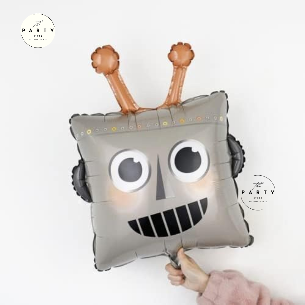 Robot Shape Happy Birthday  Helium Inflatable Foil Balloons Set - 7pcs for Sci-fi Future inspired Tech Theme Party Decorations | Perfect for Robot-Themed Birthdays and Celebrations