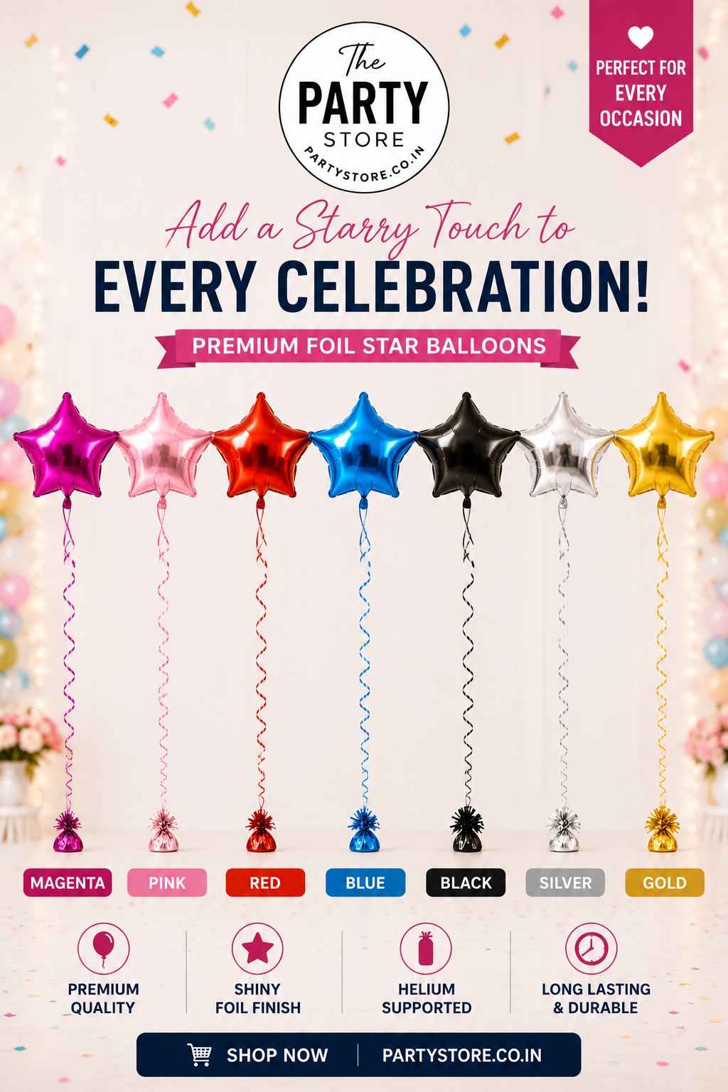 Star Foil Balloon – Premium Helium Balloon - The Party Store