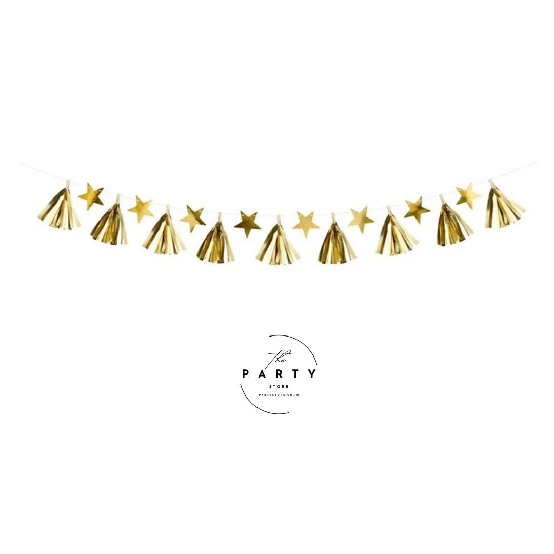 Star Tassel Garland, Christmas Party Decoration, Wedding Bunting, Hanging Decorations, Gold Party 2m