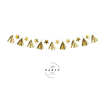 Star Tassel Garland, Christmas Party Decoration, Wedding Bunting, Hanging Decorations, Gold Party 2m