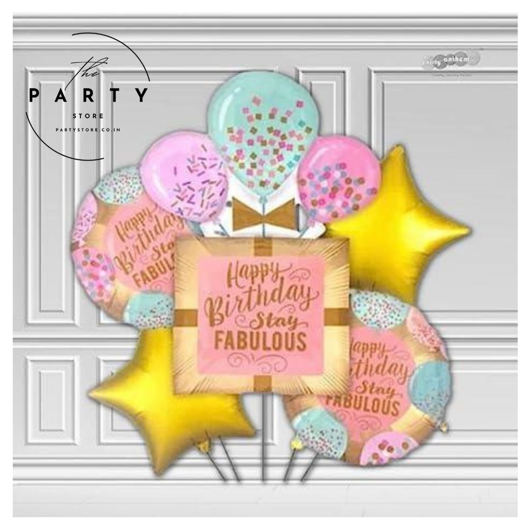 Stay Fabulous Birthday Foil Balloon Bouquet - Pack of 5Pcs