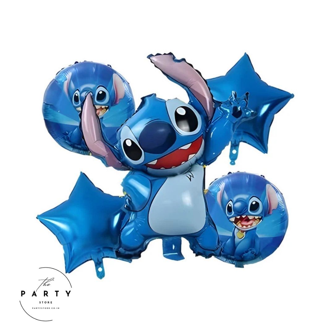 Stitch Theme Foil Balloon Birthday Decoration for Kids (Pack of 5Pcs)