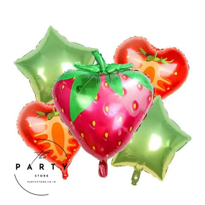 Strawberry Theme Foil Balloons Strawberry (Pack of 5Pcs)
