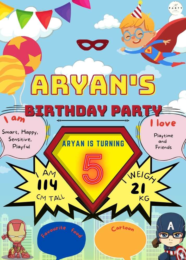 Superhero Theme Birthday party Welcome Board - invite