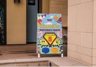 Superhero Theme Birthday party Welcome Board - invite