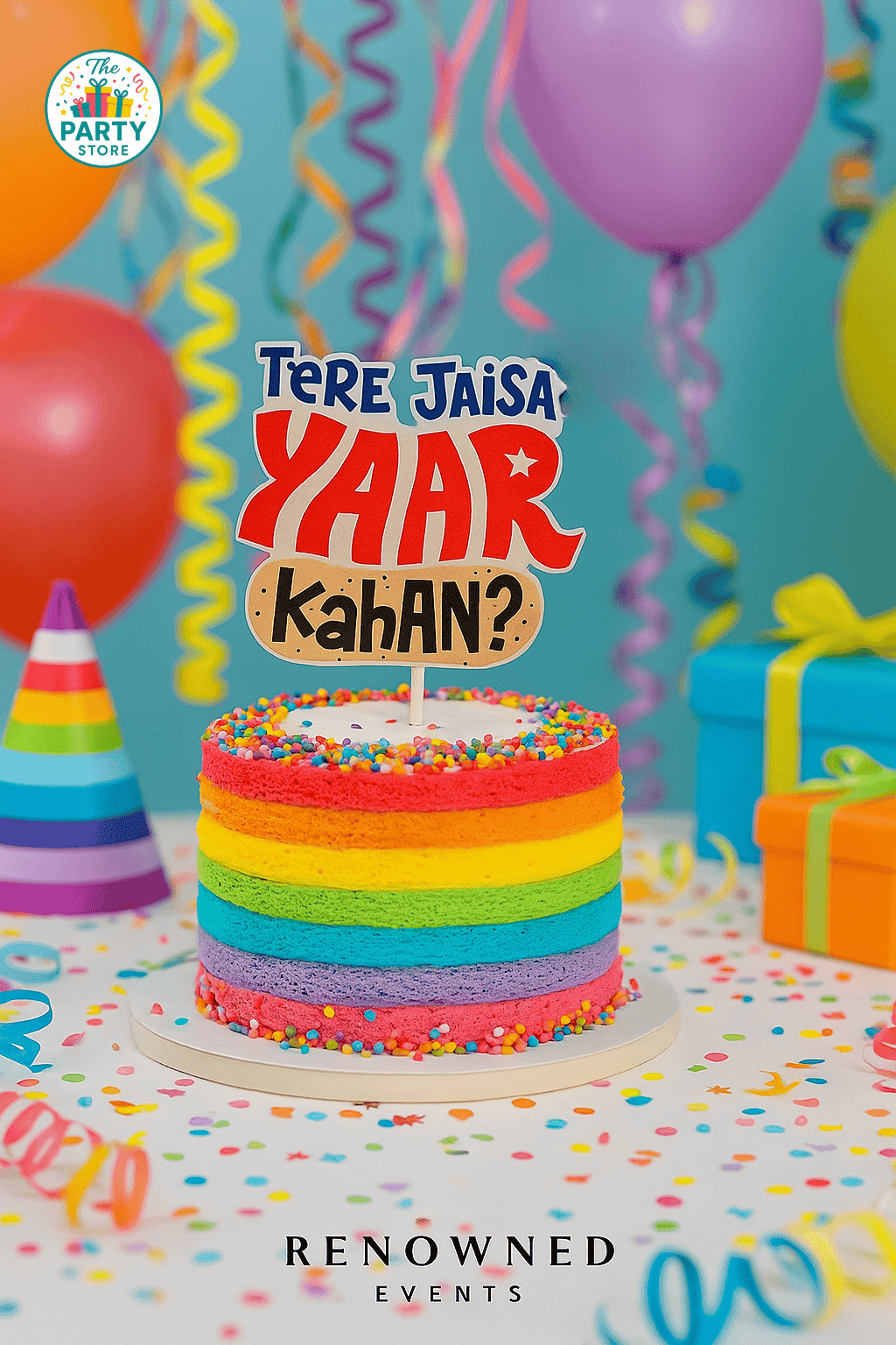 Tere Jaisa Yaar Kahan?" cake topper for Friends birthday cake on bachelorette party, birthday party from The Party store