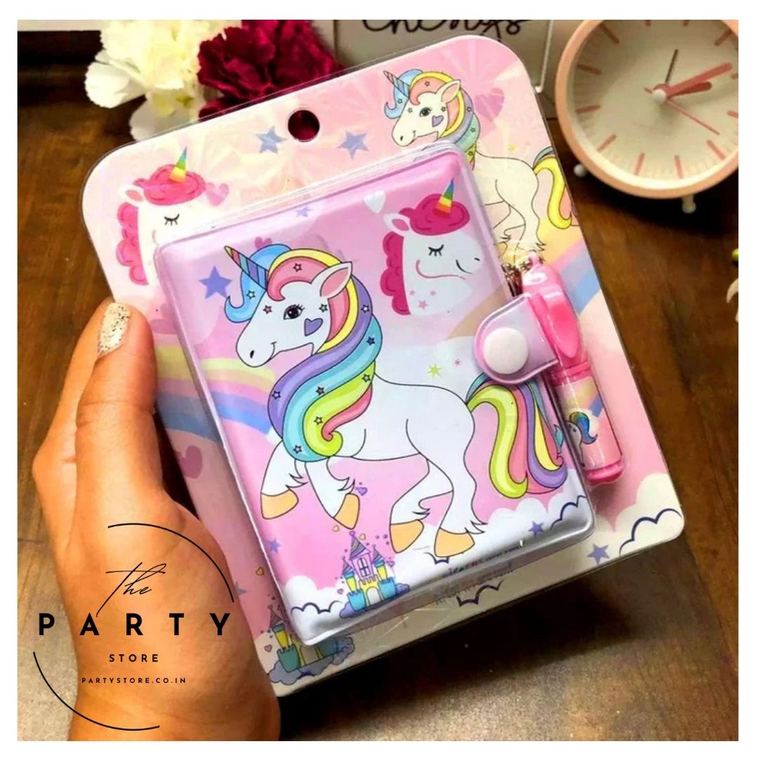 Unicorn Design Small Pocket Diary with Small Pen for Kids Birthday Return Gifts