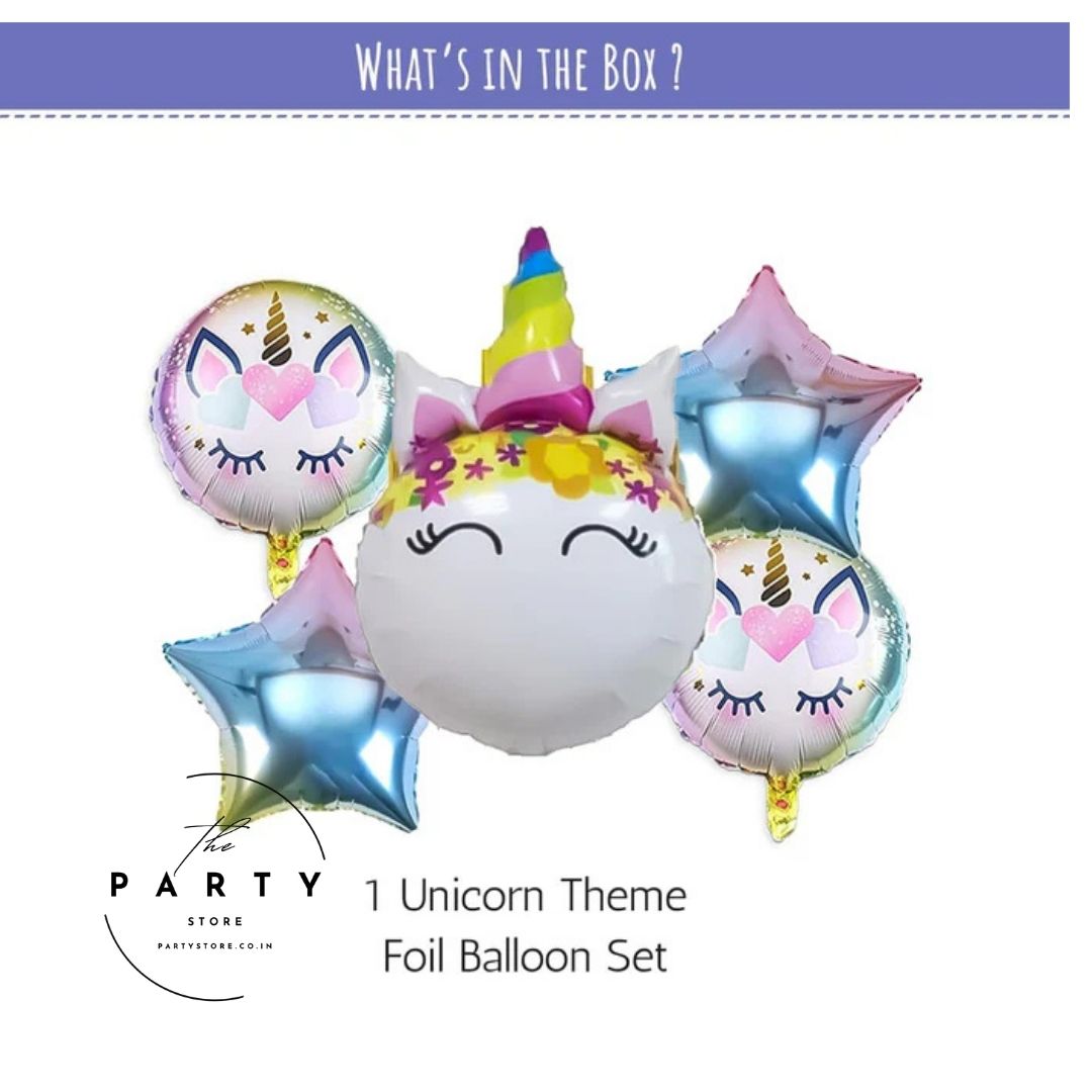 Unicorn Head Foil balloon for Theme party Helium Inflatable (pack of 5)
