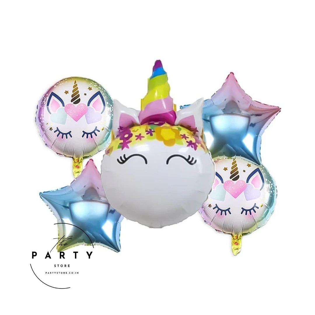 Unicorn Head Foil balloon for Theme party Helium Inflatable (pack of 5)