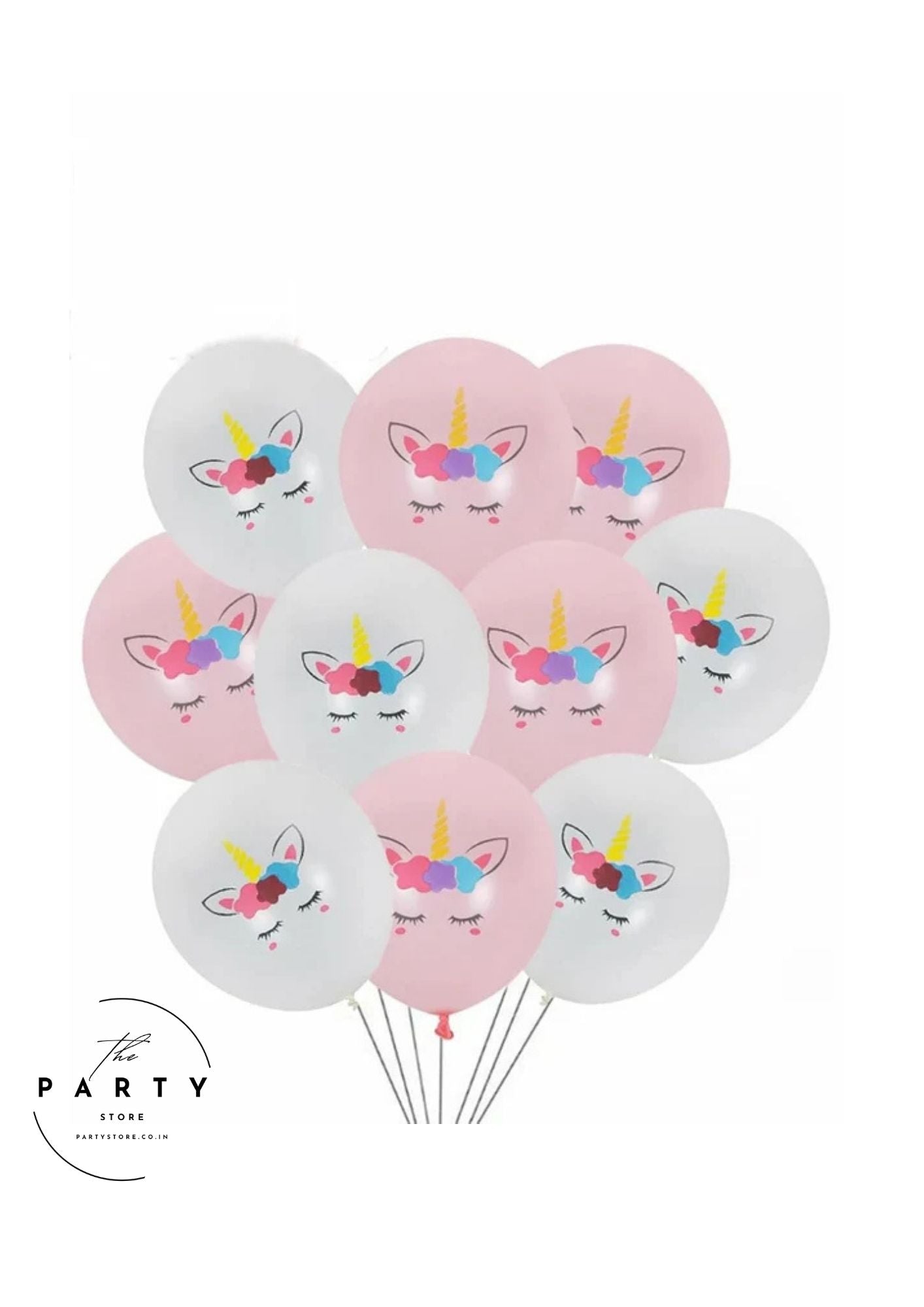 Unicorn Logo Theme Latex Balloons White and Pink (Pack of 8Pcs)