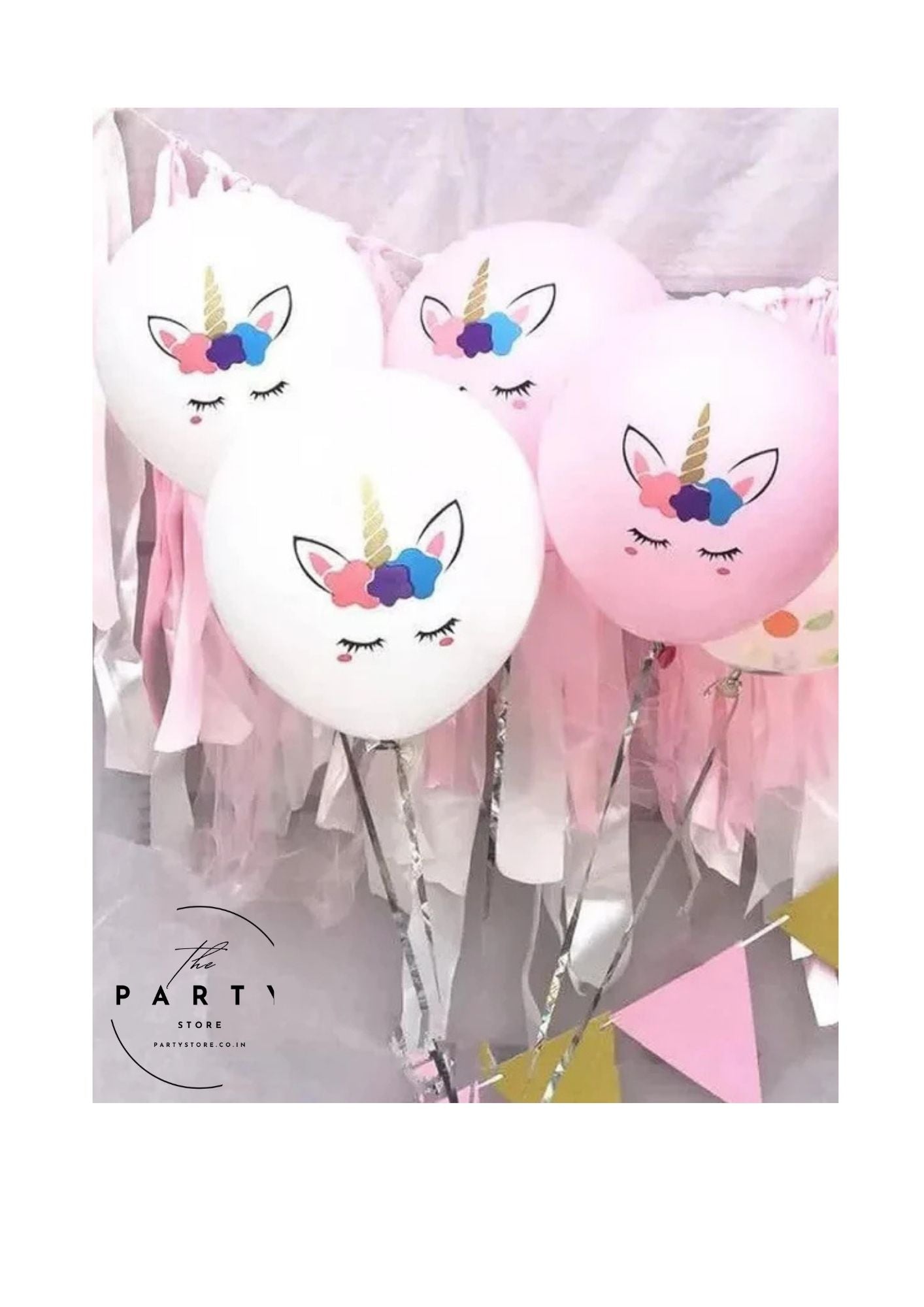 Unicorn Logo Theme Latex Balloons White and Pink (Pack of 8Pcs)