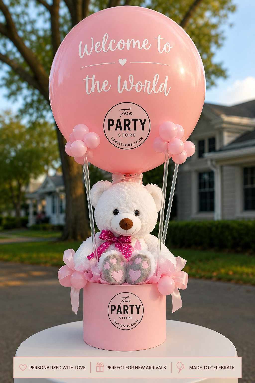 Welcome Baby Balloon Hamper with Teddy | Newborn Welcome Gift | Party Store
