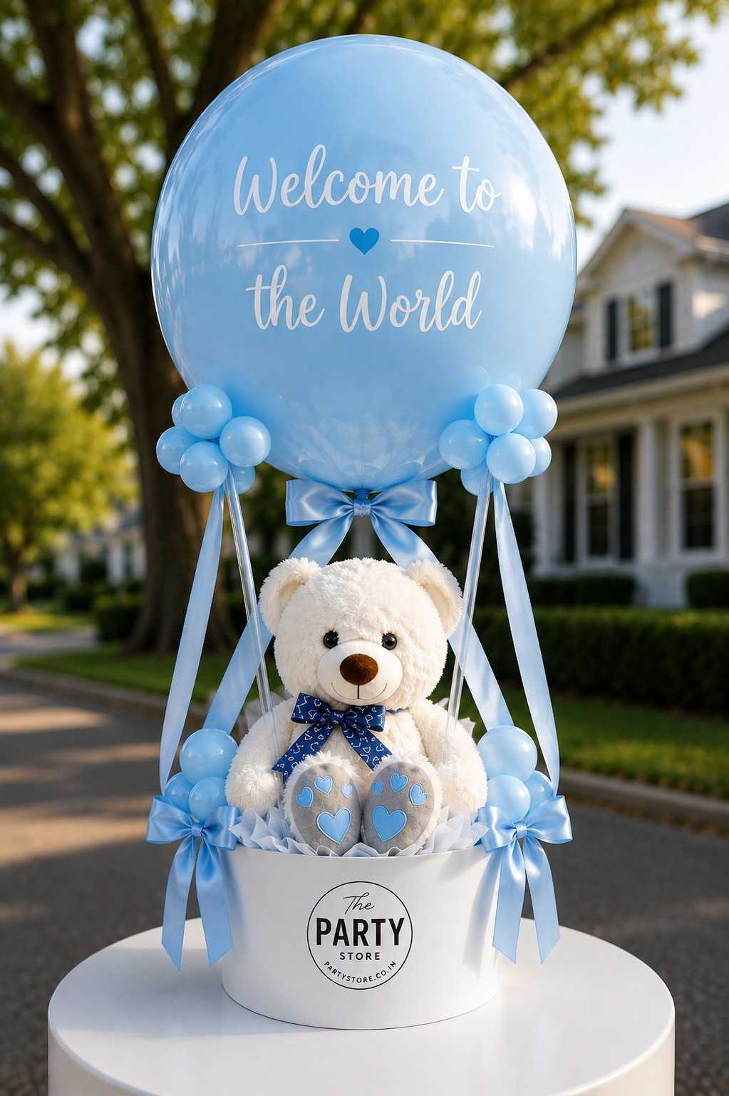 Welcome Baby Balloon Hamper with Teddy | Newborn Welcome Gift | Party Store