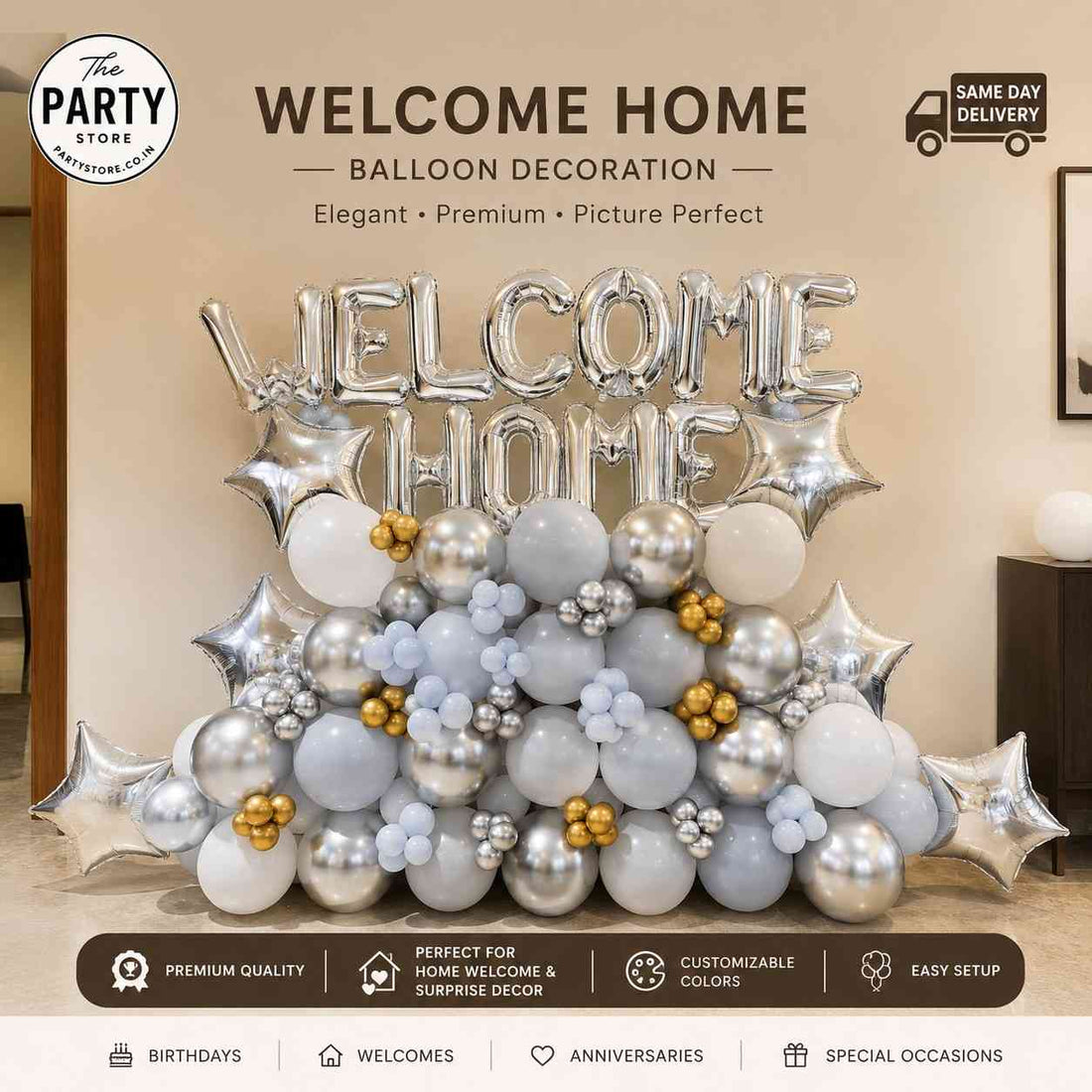 Welcome Home Balloon Bouquet | Premium Helium Balloon Bouquet for Homecoming | The Party Store