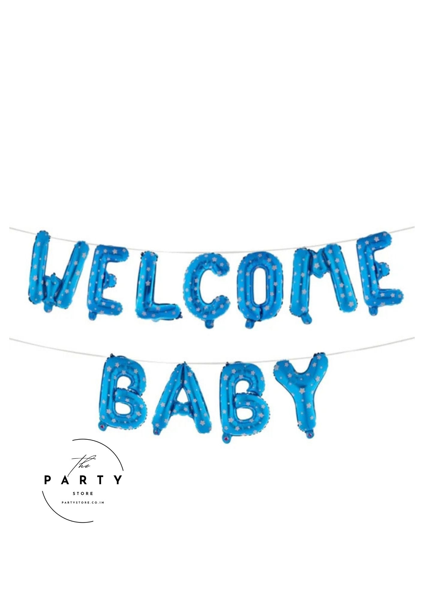 Welcome Baby Boy Theme Foil Balloon Banner (Pack of 11Pcs)