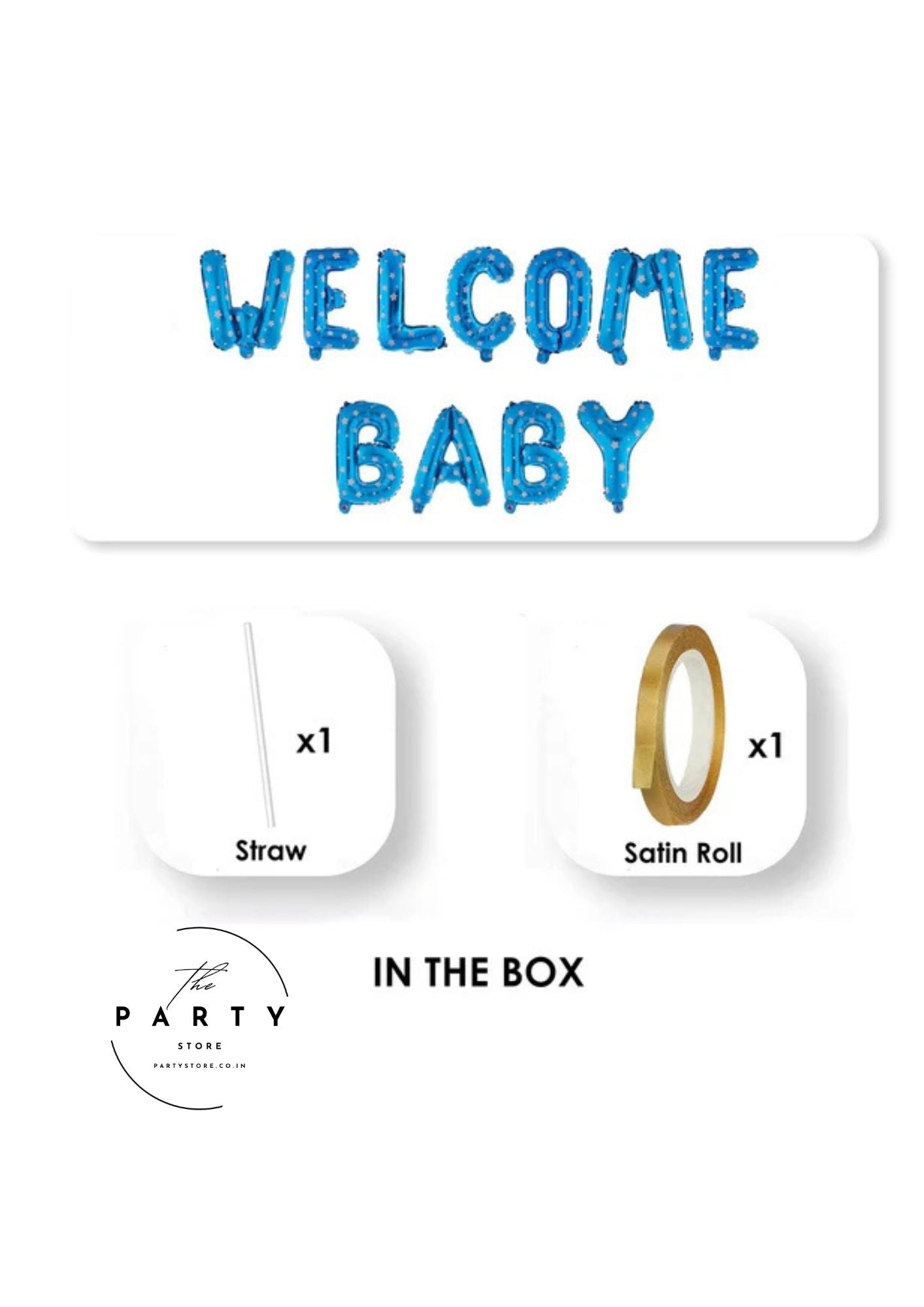 Welcome Baby Boy Theme Foil Balloon Banner (Pack of 11Pcs)