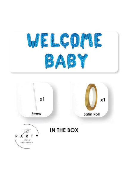 Welcome Baby Boy Theme Foil Balloon Banner (Pack of 11Pcs)