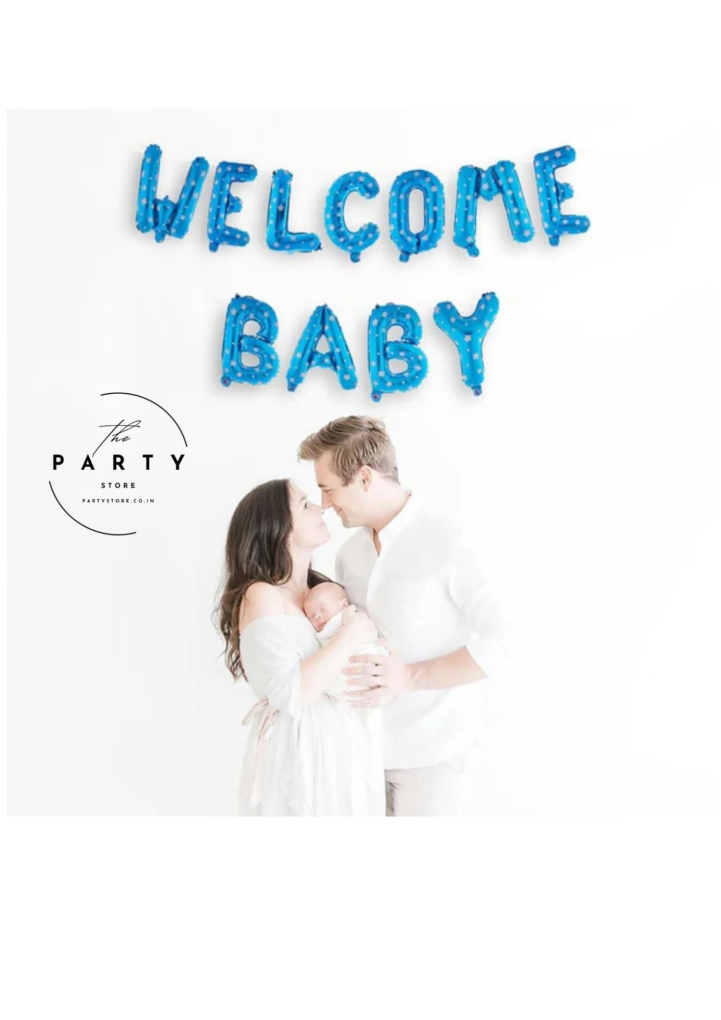 Welcome Baby Boy Theme Foil Balloon Banner (Pack of 11Pcs)