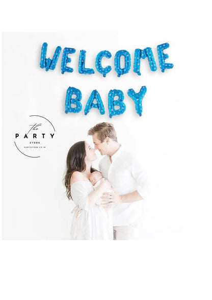 Welcome Baby Boy Theme Foil Balloon Banner (Pack of 11Pcs)
