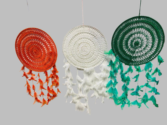 Tricolor Tiranga Dream Catcher with Lights Wall Hanging Decor - Pack of 3 - The Party Store