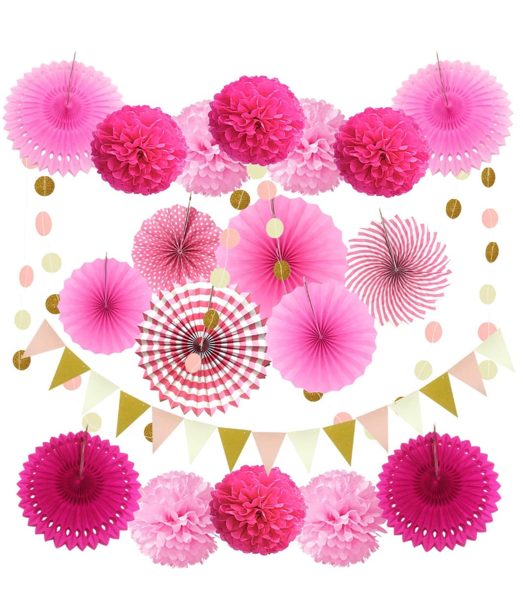 Paper Fans for Decoration Kit Set Of 23