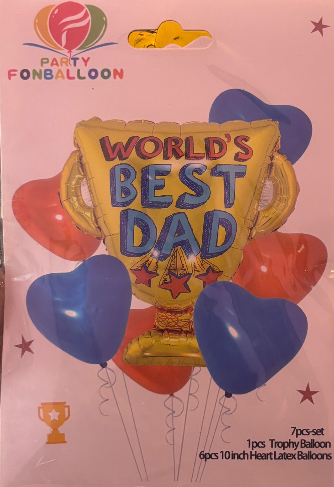 Best Dad Trophy with heart balloon set of 7 pcs