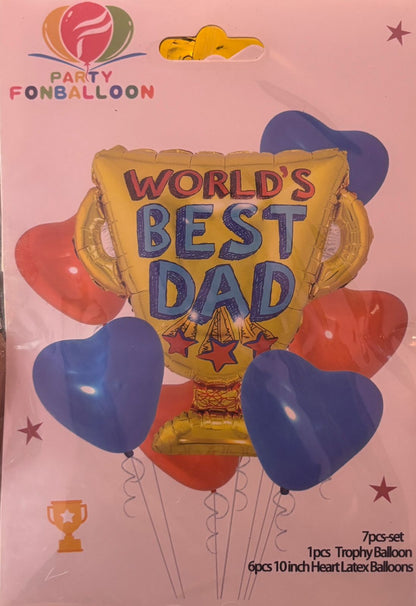 Best Dad Trophy with heart balloon set of 7 pcs