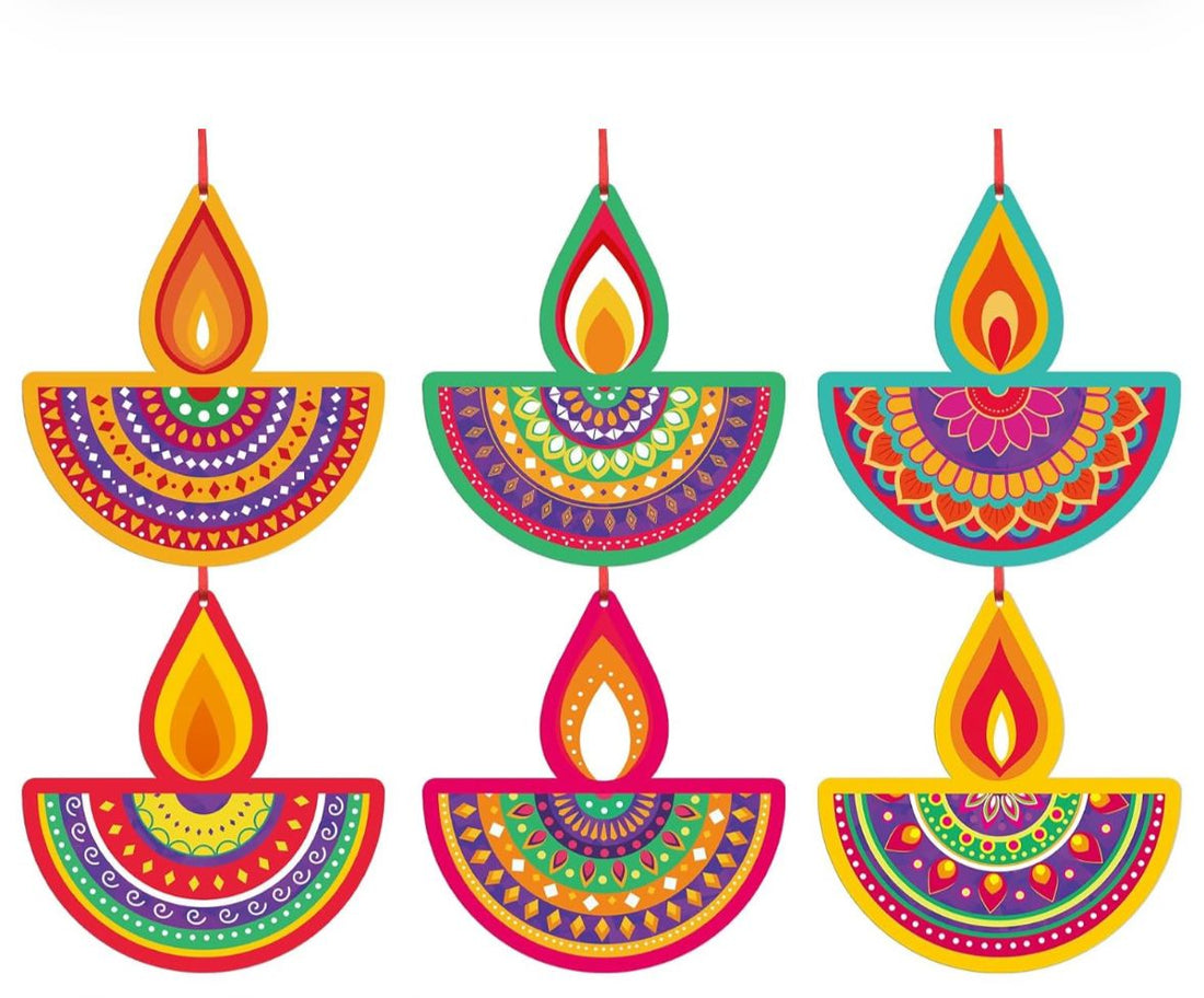 Diya Cutout Hanging Set of 4 Pcs – Decorative Diwali Hanging for Home, Office &amp; Festive Decor