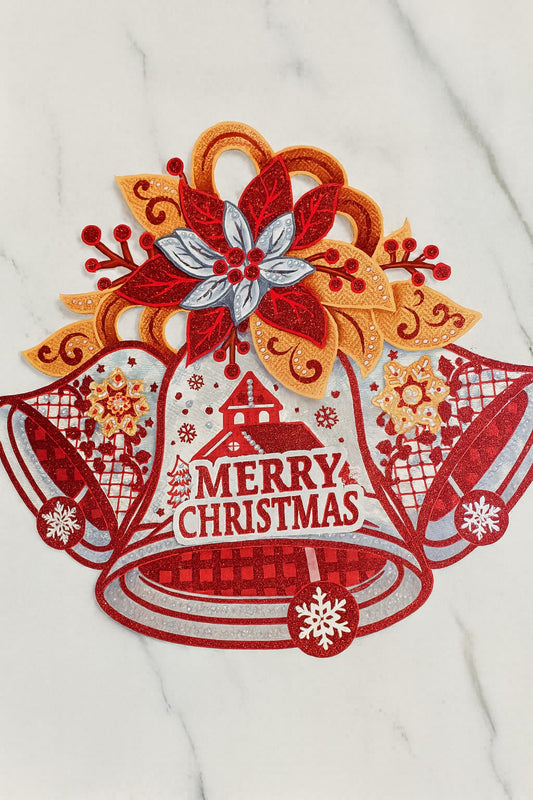 Red Glitter Christmas Bell Decoration | Merry Christmas Wall Hanging
