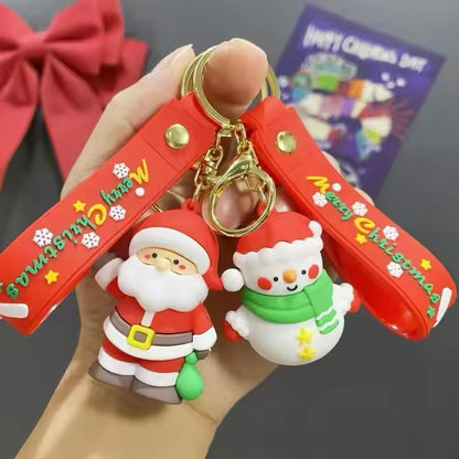 Merry Christmas Santa &amp; Snowman keychain - Set of 2 - The Party Store
