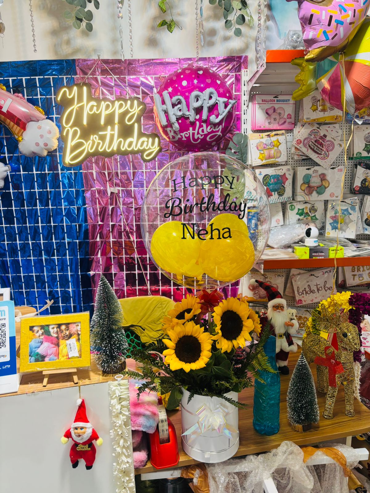 Personalized Birthday Gift Balloon Bouquet with Photos &amp; Sunflowers | Custom Birthday Surprise | The Party Store