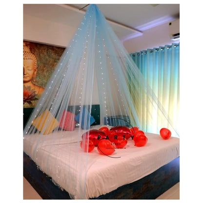 White Net Canopy Curtains. Perfect for romantic dinners, anniversary celebrations, birthday parties, and Valentine&