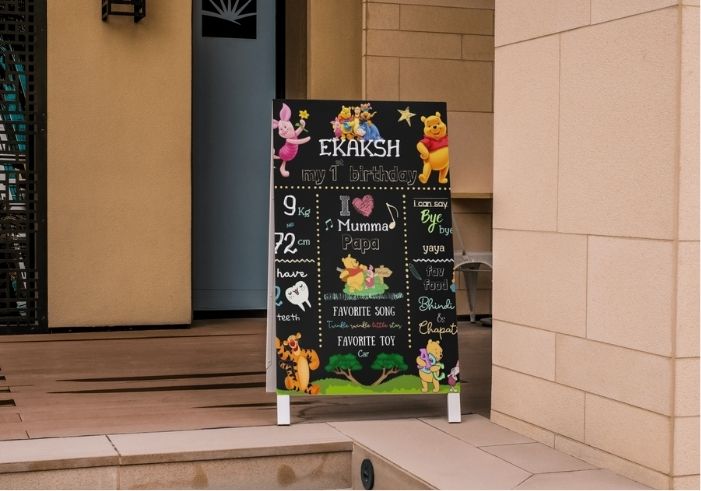 Winne the Pooh Theme party 1st Birthday Milestone Welcome Board