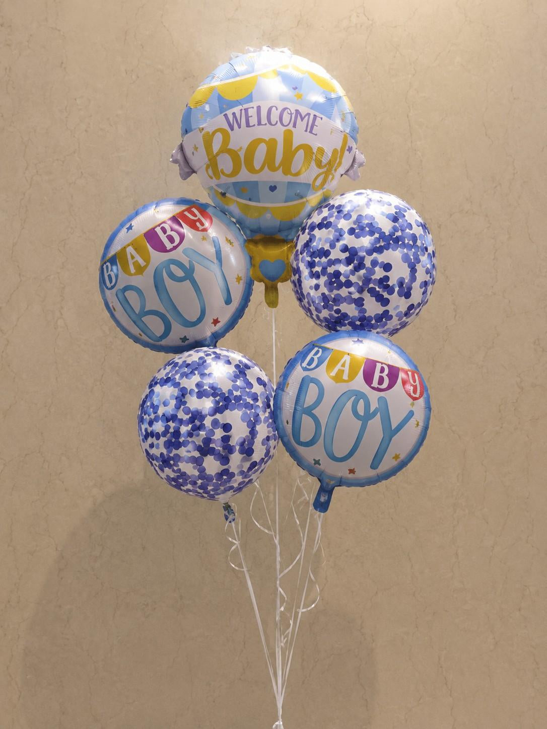 Welcome Baby Boy Helium Balloon Bouquet | Baby Shower &amp; Welcome Baby Decoration | The Party Store