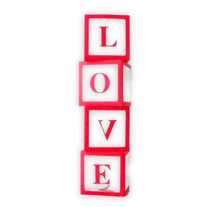 Red LOVE Balloon Cube Boxes - Party Decor | Party Supplies