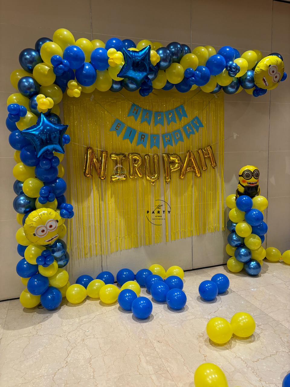 Minions Theme Balloon Arch for Kids Birthday Party Decorations