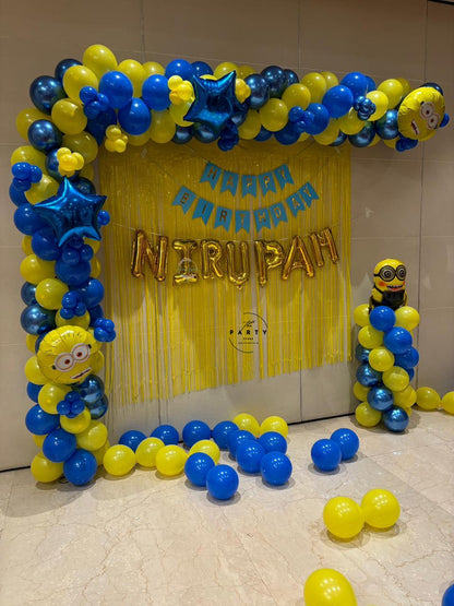 Minions Theme Balloon Arch for Kids Birthday Party Decorations