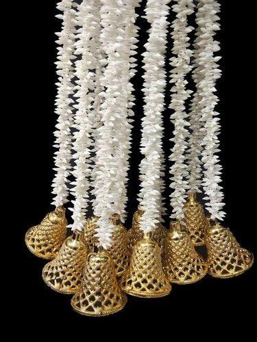 Handmade White Gajra with Golden Bells - The Party Store
